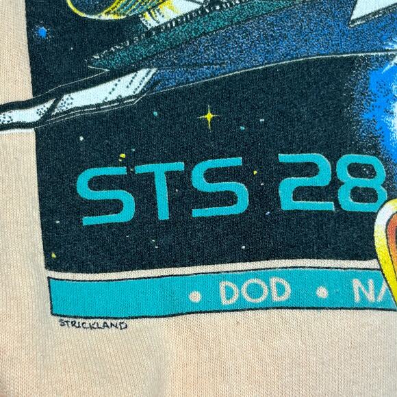 Vtg Columbia STS-28 Peach T-Shirt Nasa Space Shuttle Tag Size L DOD USA Cotton - Picture 9 of 13